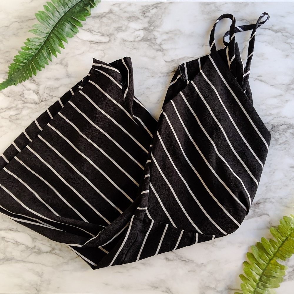 LIKE NEW Black and White Striped Longer Romper